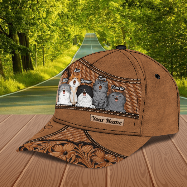 Cat Brown Paw And Flower Personalized Classic Cap, Personalized Gift for Cat Lovers, Cat Mom, Cat Dad - CP079PS07 Sale - Image 5
