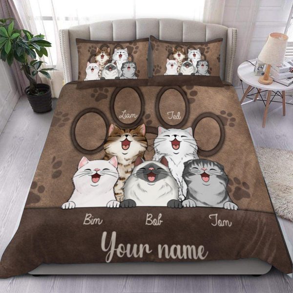 Cat Big Paw Personalized Bedding Set, Personalized Gift for Cat Lovers, Cat Mom, Cat Dad - BD051PS07 For Cheap - Image 2