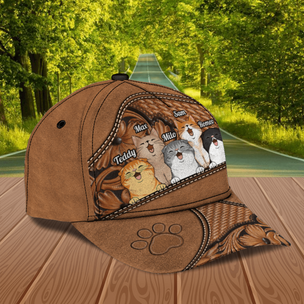 Cat Brown Paw And Flower Personalized Classic Cap, Personalized Gift for Cat Lovers, Cat Mom, Cat Dad - CP079PS07 Sale - Image 3