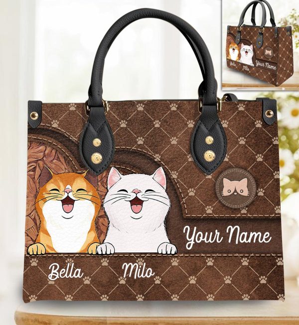 Cat Personalized Leather Handbag, Personalized Gift for Cat Lovers, Cat Mom, Cat Dad - LD010PS11 Fashion - Image 2